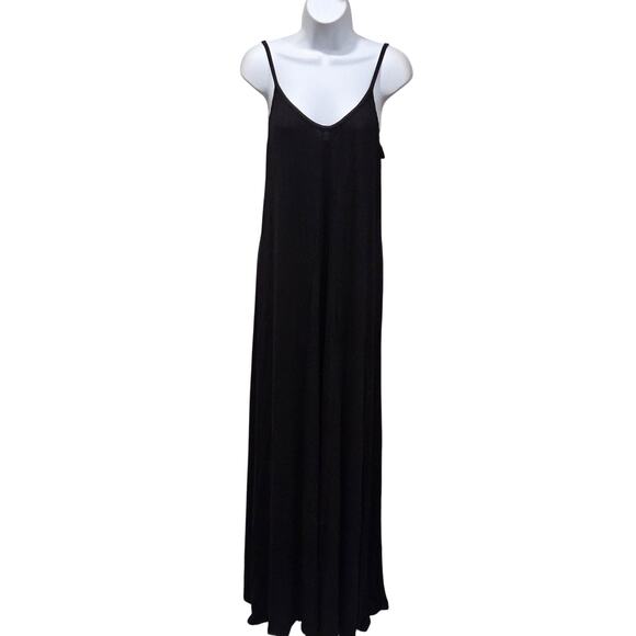 NWT Nordstroms Loveappella Black T'shirt Maxi Dress XL Spaghetti Strap Summer - Picture 4 of 13